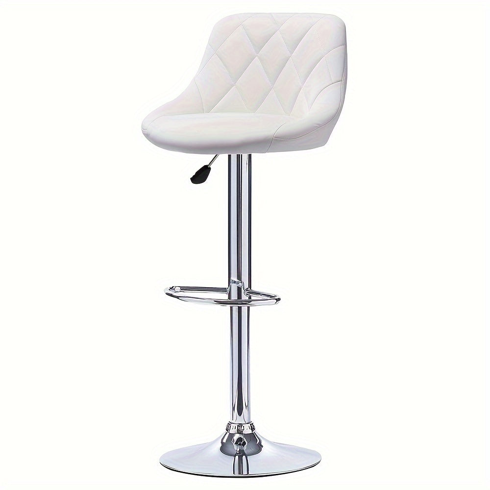 Barstoel – Barkruk – Barstoelen – Keukenkruk – Barkrukken Set Van 4 – Kunstleren Bekleding – Verstelbare Hoogte 85-105 cm – Draaibaar – Wit