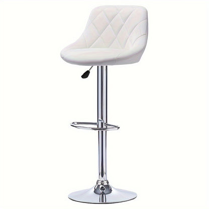 Barstoel – Barkruk – Barstoelen – Keukenkruk – Barkrukken Set Van 4 – Kunstleren Bekleding – Verstelbare Hoogte 85-105 cm – Draaibaar – Wit