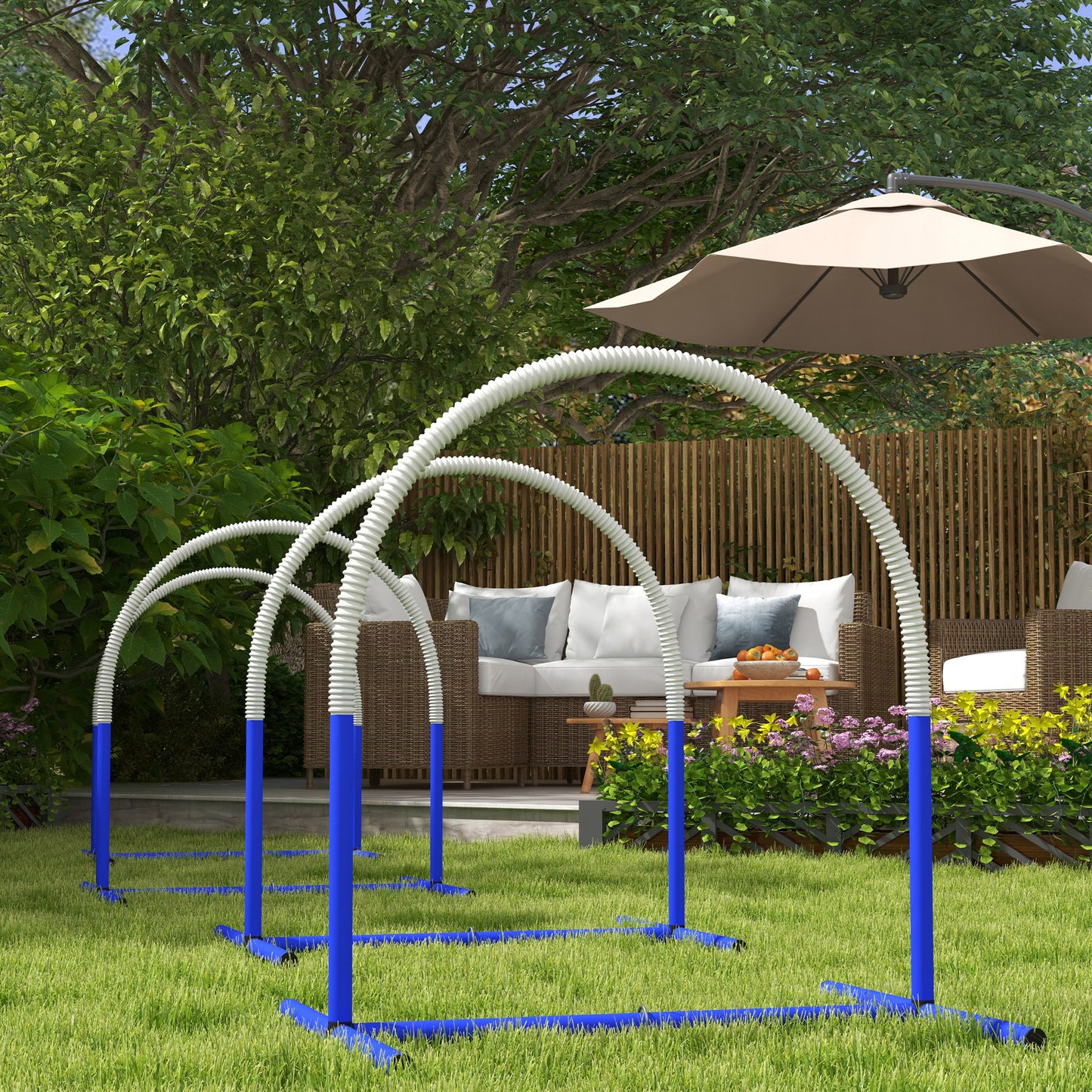 Agility Set Honden – Hindernisbaan – Trainingsset – Dog Fitness – Honden Speelset – Blauw Wit – Lichtgewicht PVC – Inclusief Draagtas