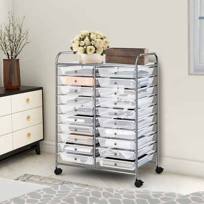 Opbergwagen – Opbergtrolley – Rollwagen – Opbergkast – Organizer – 20 Lade – Metaal & Kunststof – Verrijdbaar Met Remmen