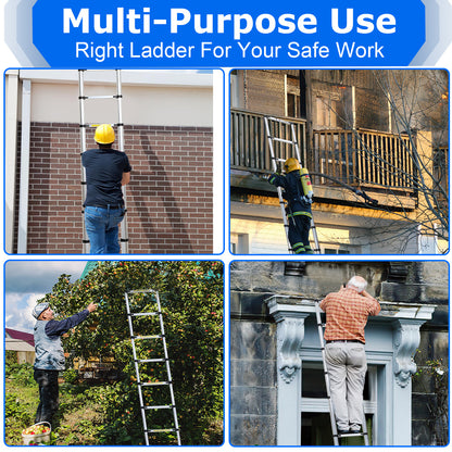 Telescopische Aluminium Ladder – Uitschuifladder – Opvouwbare Ladder – Bureauladder – Steekladder – 4,4 Meter Hoog – Lichtgewicht En Veilig