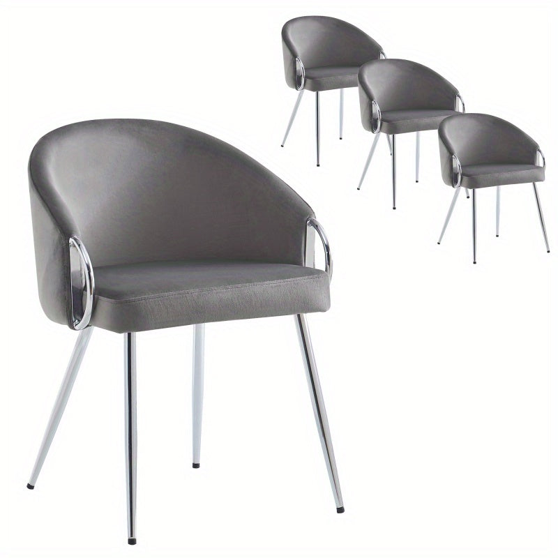 Velours Stoelen – Eetkamerstoelen – Bureaustoelen – Slaapkamerstoelen – Design Stoelen – Grijs Metaal – 8 cm Dikke Schuimvulling – Verstelbare Metalen Poten