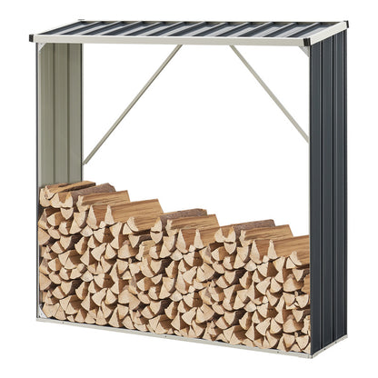Houtopslag – Houtvat – Houthok – Brandhoutrek – Log Stand – Stalen Constructie – Weerbestendig Antraciet – 156x80x152 cm