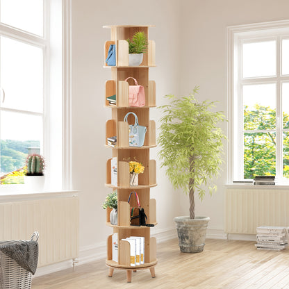 Draaibare Boekenplank – Boekenrek – Boekenkast – Boekenstander – Opbergkast – Grenenhout – 360 Graden Draaibaar – Stevige Metalen Basis