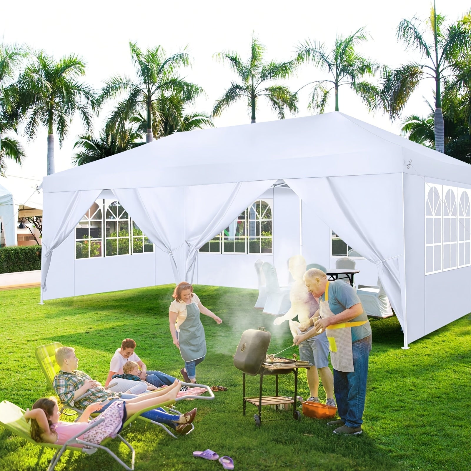 Pop-Up Partytent – Partytent 3x6 Meter – Buitentent – Feesttent – Ruim 18 m² – Stevig Alloy Frame – 6 Afneembare Zijwanden - QUORE