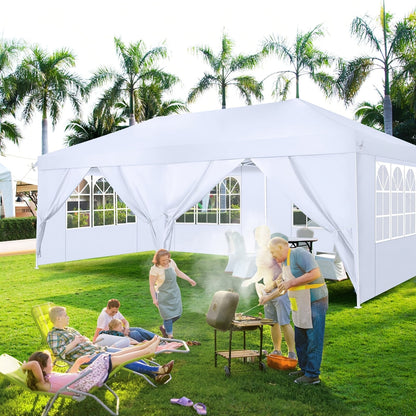 Pop-Up Partytent – Partytent 3x6 Meter – Buitentent – Feesttent – Ruim 18 m² – Stevig Alloy Frame – 6 Afneembare Zijwanden - QUORE