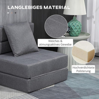 Relaxfauteuil – Slaapstoel – Loungestoel – Zetel – Fauteuil – Multifunctioneel – Donkergrijs – Foamgepolsterd – Afneembare Hoes