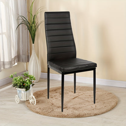6pcs Dining Chair Set - High Back Faux Leather Kitchen Chair, 45cm Seat Height, Ergonomic Upholstered Seat For Kitchen, Dining Room, Restaurant - Armless Modern Comfortable Chairs (6pcss, Black)