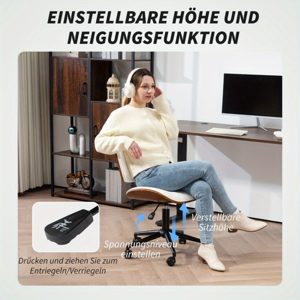 Bureaustoel – Office Chair – Draaistoel – Kantoorstoel – Desk Chair – Verstelbare Zithoogte – Kunstleren Bekleding Met Diamantstiksel