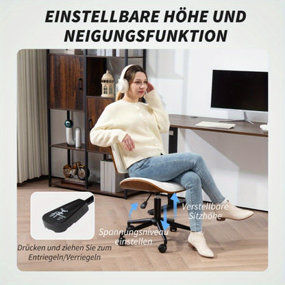 Bureaustoel – Office Chair – Draaistoel – Kantoorstoel – Desk Chair – Verstelbare Zithoogte – Kunstleren Bekleding Met Diamantstiksel