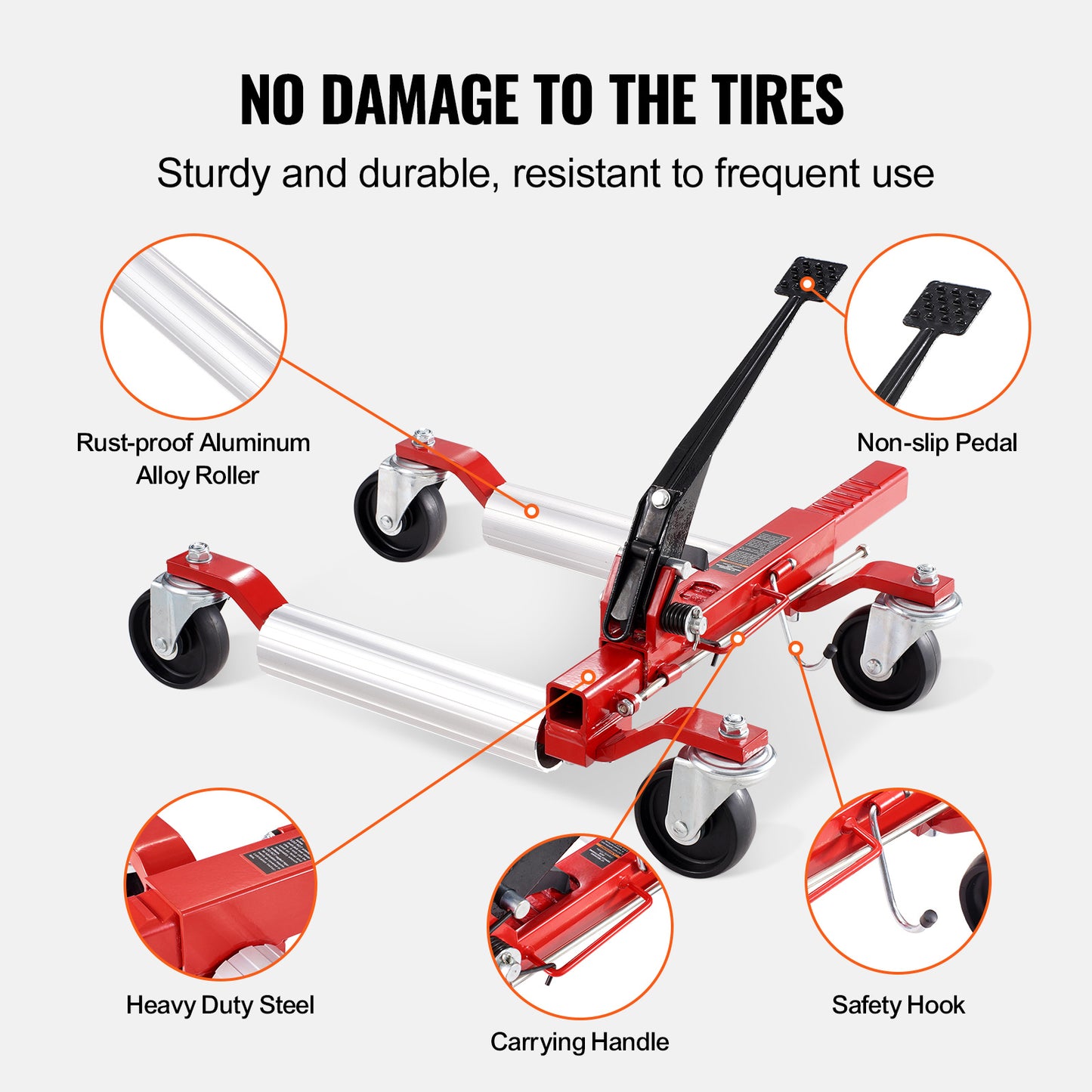 Wielroller – Wiel-dolly – Tire Dolly – Auto Tilwagen – Voertuig Verplaatser – Draagvermogen tot 680 kg – Verstelbare Rollerbreedte 39,7-71,8 cm