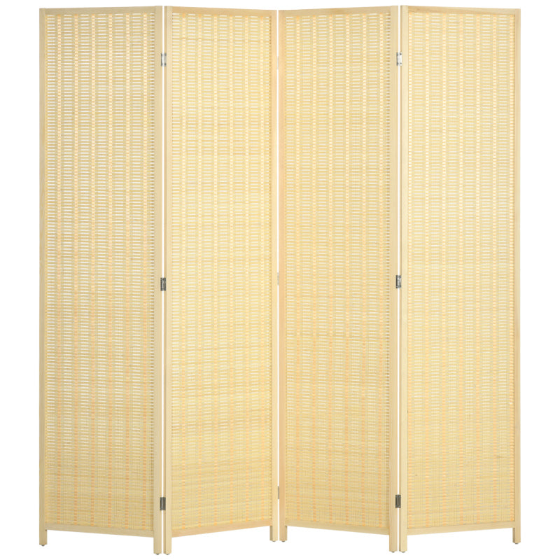 Kamerscherm – Kamerscheiding – Roomdivider – Scheidingswand – Privacy Scherm – Natuurlijke Massief Dennehouten Frame – Handgeweven Katoen en Bamboe – 180 x 180 cm – Inklapbaar en Direct Gebruiksklaar