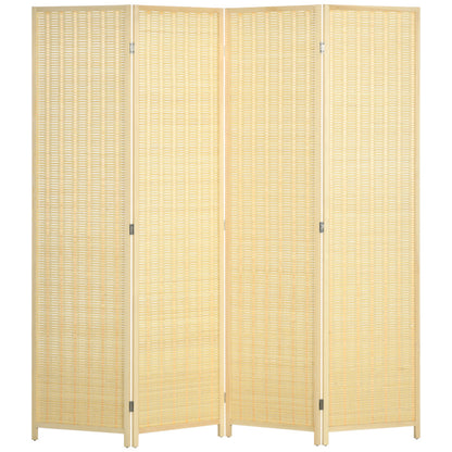 Kamerscherm – Kamerscheiding – Roomdivider – Scheidingswand – Privacy Scherm – Natuurlijke Massief Dennehouten Frame – Handgeweven Katoen en Bamboe – 180 x 180 cm – Inklapbaar en Direct Gebruiksklaar