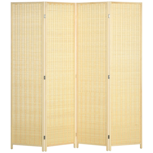 Kamerscherm – Kamerscheiding – Roomdivider – Scheidingswand – Privacy Scherm – Natuurlijke Massief Dennehouten Frame – Handgeweven Katoen en Bamboe – 180 x 180 cm – Inklapbaar en Direct Gebruiksklaar