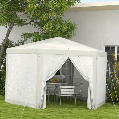 Partytent 4x4m – Tuinkamer – Evenemententent – Paviljoen – Overkapping – Hexagonale Vorm – Muggennet – Waterbestendig Polyester Dak