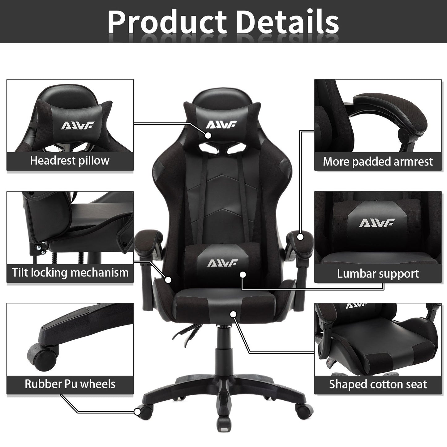 Gamingstoel – Gamestoel – Game Stoel – Gaming Chair – Bureaustoel – Ergonomisch Ontwerp – Verstelbare Rugleuning Kunstleer