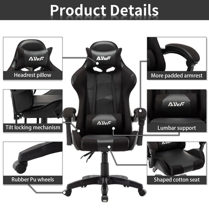 Gamingstoel – Gamestoel – Game Stoel – Gaming Chair – Bureaustoel – Ergonomisch Ontwerp – Verstelbare Rugleuning Kunstleer