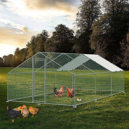 Kippenhok – Kippenren – Pluimveekooien – Buitenren – Dierenren – Metalen Frame – 3x6x2 Meter – Zonnebeschermend Dak