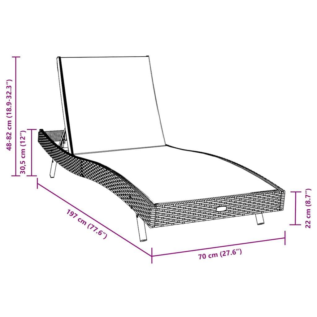 Loungechair – Loungestoel – Fauteuil – Relaxstoel – Tuinstoel – Verstelbaar Rugleuning 5-standen – Weerbestendig Poly Rattan Met Stalen Frame