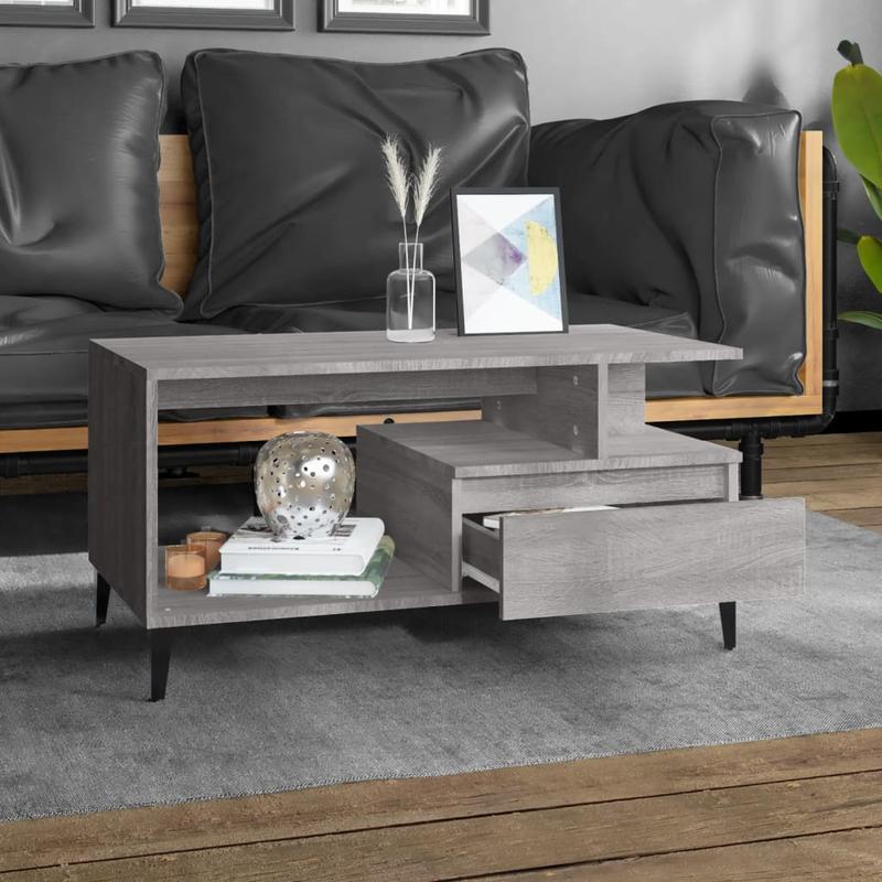 Coffee table 90x49x45cm edited wood grijs sonoma Removable, suitable for indoor use and suitable for all seasons