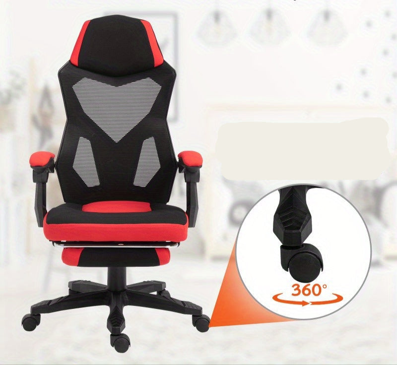Gaming stoel – Gamestoel – Gaming chair – Game stoel – Bureaustoel – Ergonomisch ontwerp – Handmatig verstelbaar – Zwart met rode accenten – Stevige vijfwielbasis