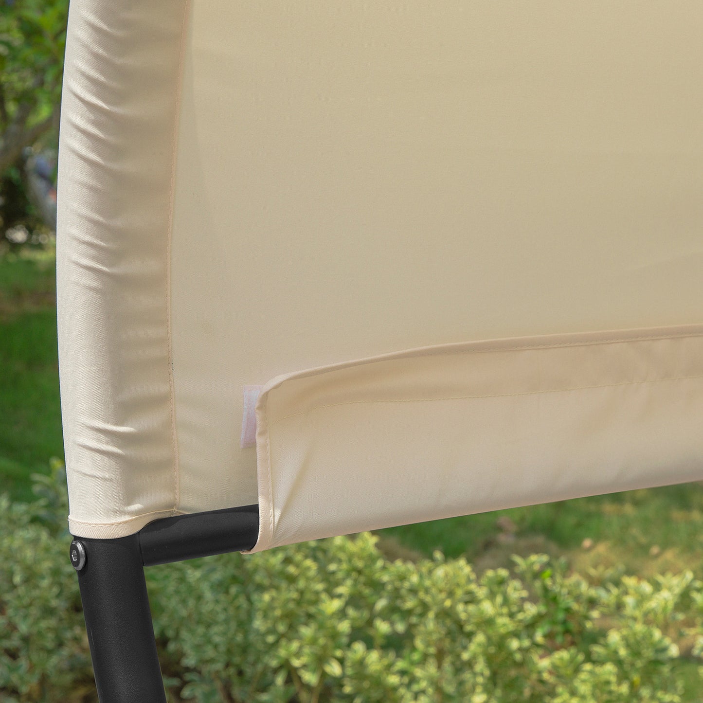 2-Persoons Loungeset – Tuinlounge – Buitenmeubel – Zandstrand Set – Verstelbare Rugleuning – Ingebouwde Parasol – Weerbestendig Metalen Frame