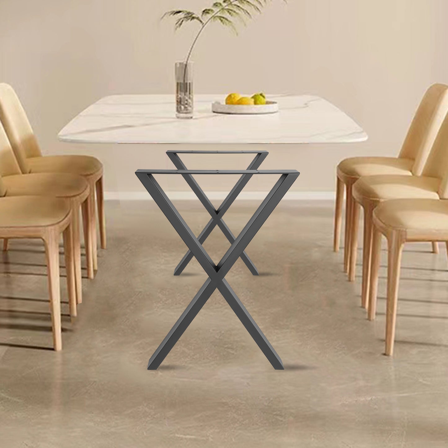 Tafelpoten – Tafelonderstel – Meubelpoot – Tafelpoot Set – X-vormige Tafelpoot – Verstelbare Hoogte – Zwart Stalen Design – Draagvermogen 200 kg