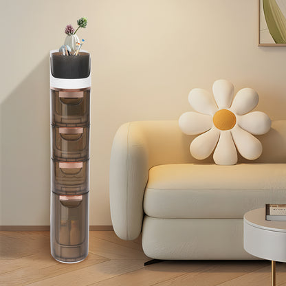 Smalle Opbergkast – Ladekast – Opbergkast – Organizer – Ladeblok – 4 Laden – Transparante Fronten – Extra Grote Tissue Opening – Compact Ruimtebesparend – Duurzaam Plastic