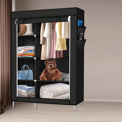 Draagbare Kledingkast – Kledingrek – Garderobekast – Opbergkast – Kleding Organizer – Compact 105x45x170 cm – Stevig IJzeren Frame – Ademend Stofhoes Zwart