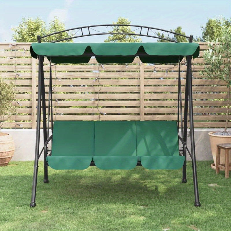 Schommelbank – Schommelstoel – Loungestoel – Relaxbank – Tuinbank – Met Groene Canopy – 198 cm – Staal en Textiel