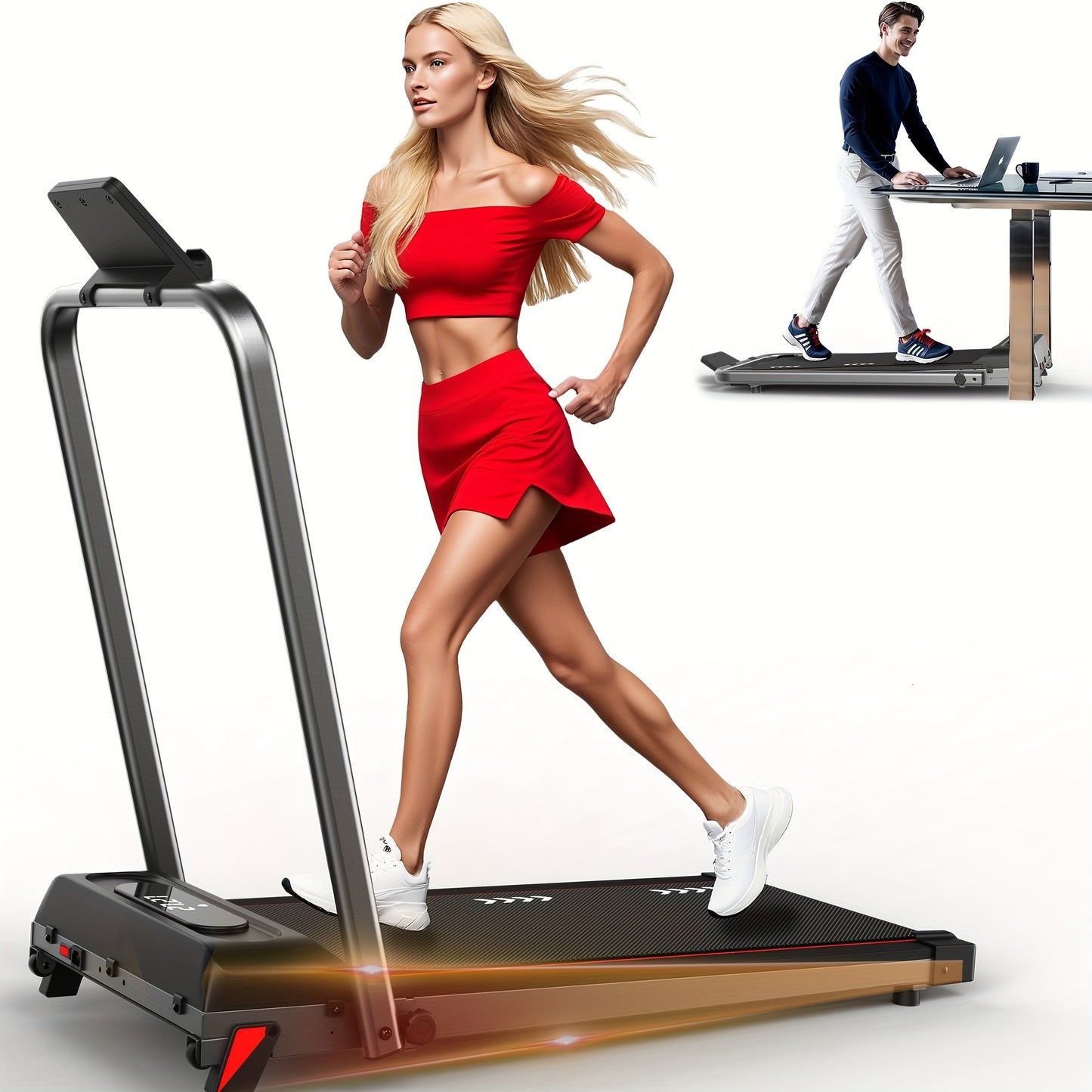 CharonFit Treadmill 2.25 HP 100kg 4% Incline Foldable, Compact Treadmill, Folding Treadmill, Portable Treadmill, Walking Machine, Exercise Treadmill, Indoor Treadmill, Foldable Tridmill Mini Size, Heavy Duty Treadmill, Treadm