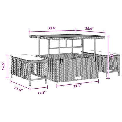 Tuinbank – Buitenbank – Loungeset – Tuinmeubel – Zithoek – Poly rattan – Modulair ontwerp – UV-bestendig materiaal