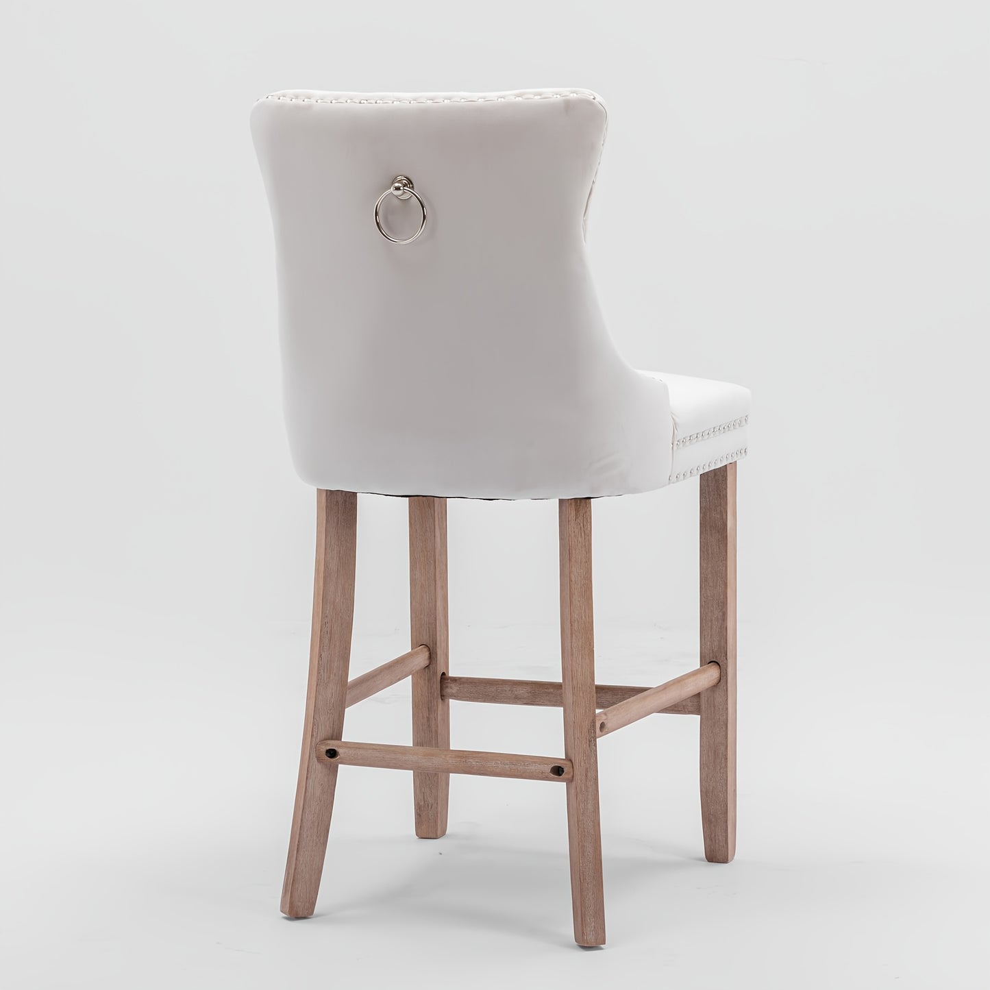 Barkrukken – Barstoelen – Barstoelenset – Keukenstoelen – Barstoelen Met Rugleuning – Set Van 2 Beige Velvet – Button-Tufted – Stevig Metalen Frame – Chrome Nagelrand – Comfortabel En Duurzaam