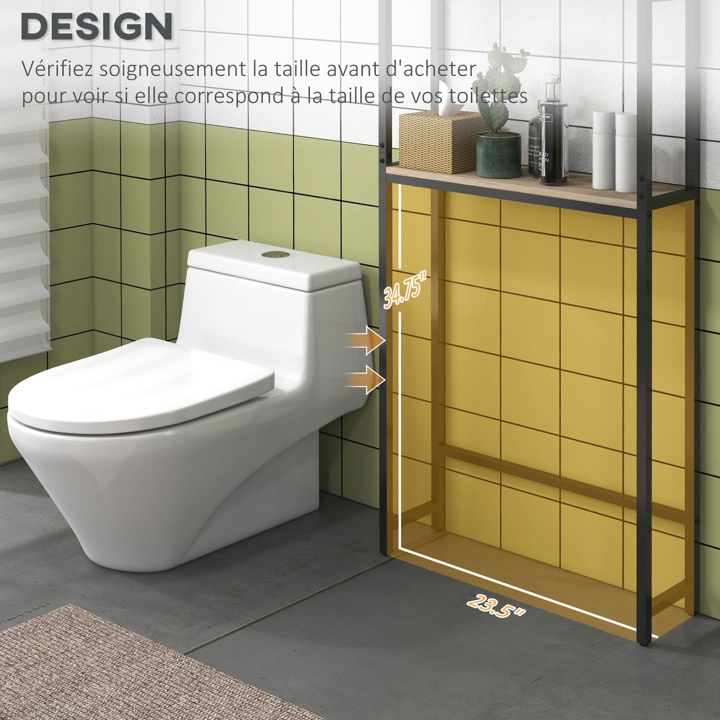 Toiletkast – Toiletmeubel – Wc-kast – Badkamerkast – Natuurlijk Hout – Industrieel Design – Compact 64x19x178 cm – Zwart Metaal & Licht Eiken