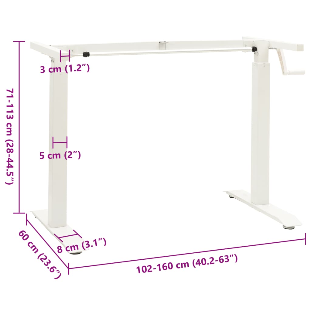 Zit-Sta Bureau Frame – Elektrisch Verstelbaar – Bureau Onderstel – Sta Bureau – Hoogte- En Breedte Verstelbaar – Poedergecoat Koolstofstaal – 71-113 cm Hoogte
