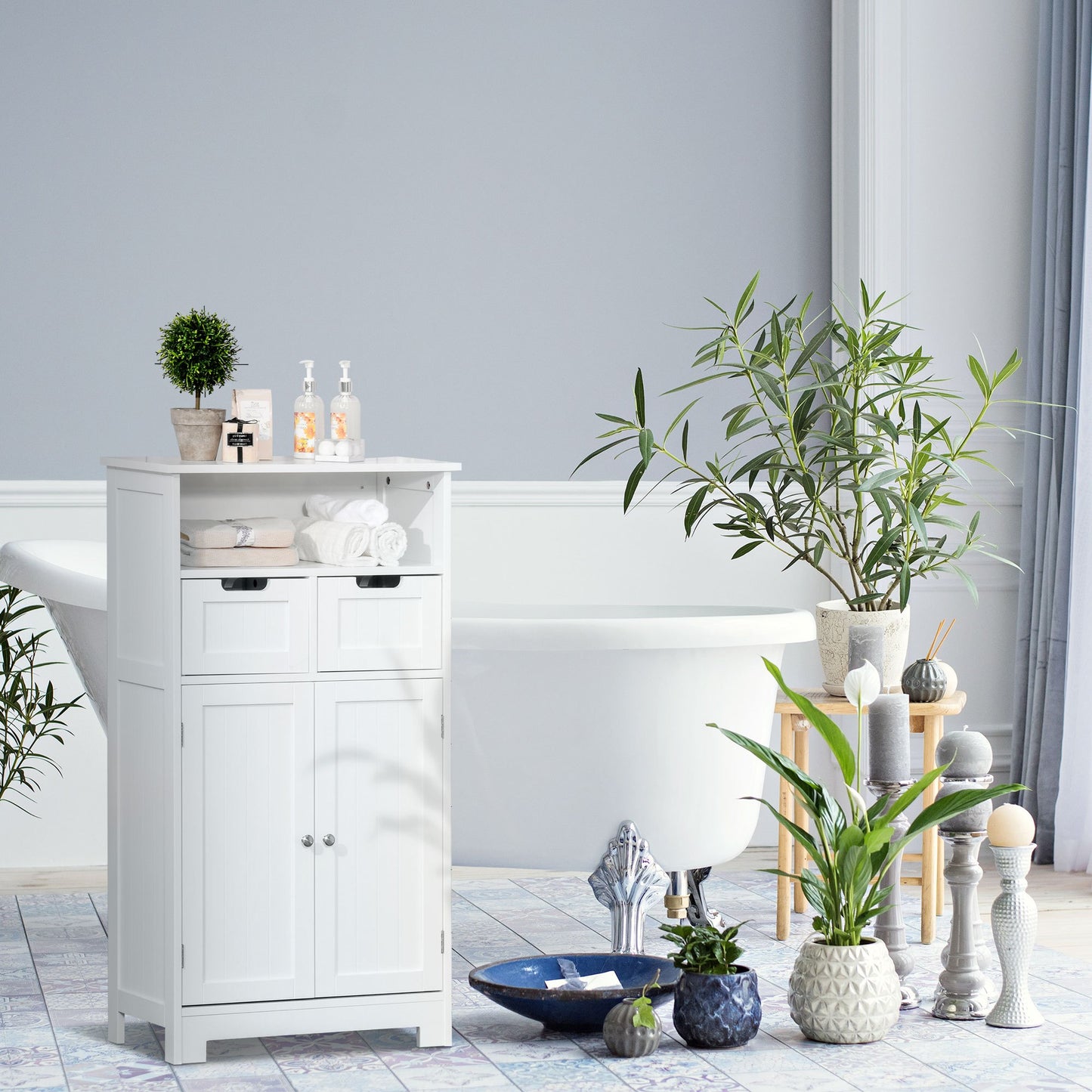 Badkamerkast – Badmeubel – Wastafelonderkast – Kolomkast – Opbergkast – Compact – MDF Wit Met Verstelbare Plank