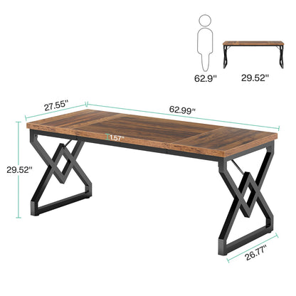 Bureautafel – Computerbureau – Werkplektafel – Studietafel – Kantoortafel – Bruin – 160x70x75 cm – Dikke Houten Tafelplaat Met Metaal Frame