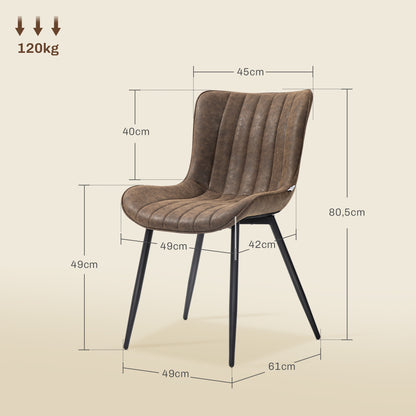 Eetkamerstoel – Stoel – Zitting – Armstoel – Kitchen Chair – Set van 2 – Synthetisch Leer – Verstelbare Metalen Poten