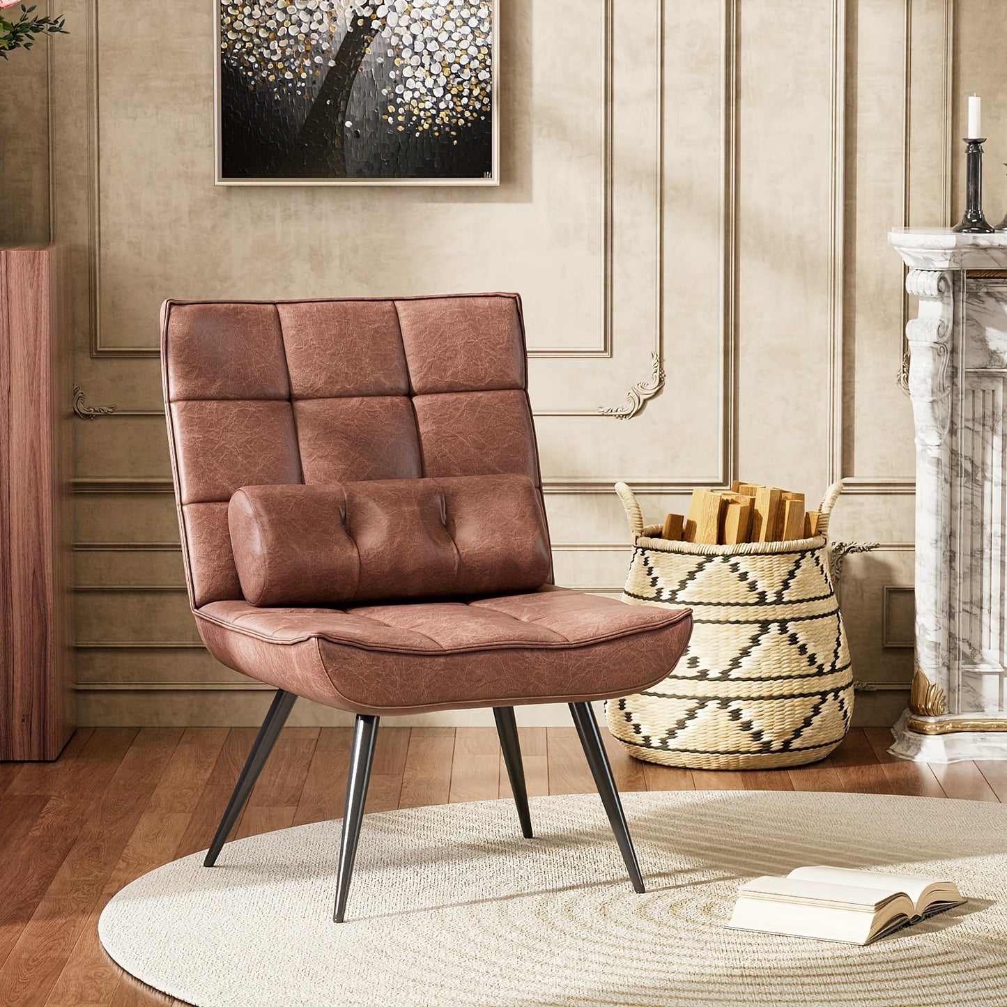 Loungefauteuil – Loungestoel – Relaxfauteuil – Fauteuil – Zithoekstoel – Verstelbare Rugleuning – Ergonomische Lendensteun – Memory Foam – Bruin Rood
