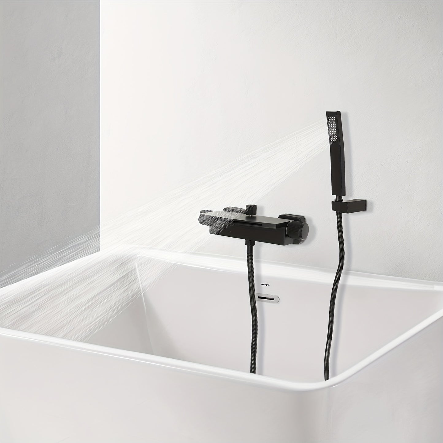 Wandkraan Badkamer – Badkamerkraan – Douchekraan – Badkraan – Waterval Kraan – Mat Zwart – 304 RVS Slang – Handdouche – Verstelbare Warm en Koud Waterregeling
