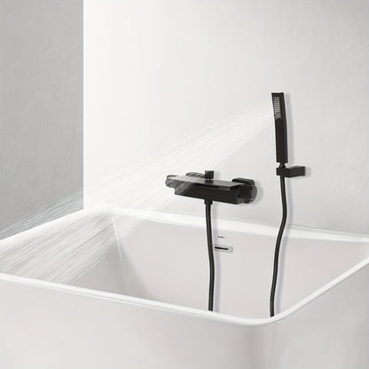 Wandkraan Badkamer – Badkamerkraan – Douchekraan – Badkraan – Waterval Kraan – Mat Zwart – 304 RVS Slang – Handdouche – Verstelbare Warm en Koud Waterregeling