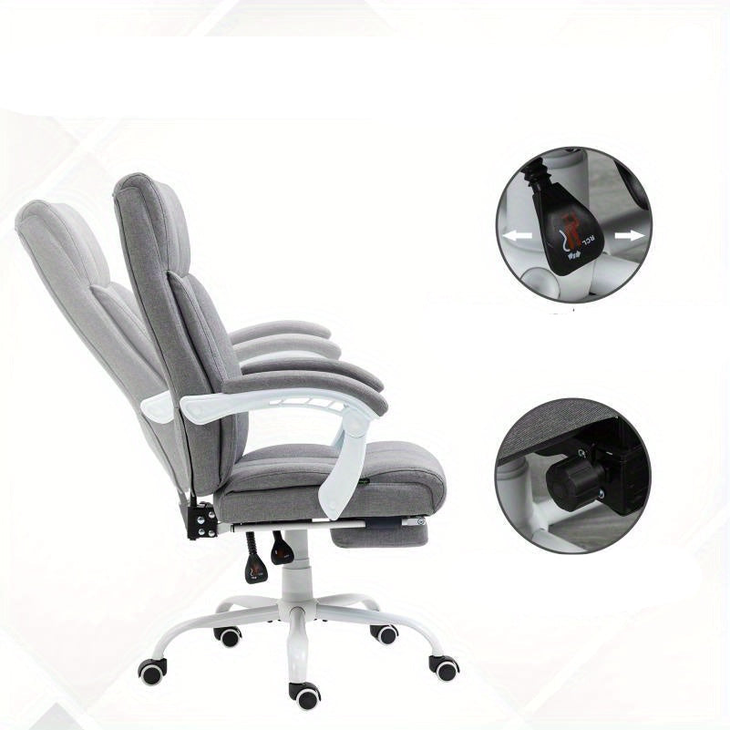 Bureaustoel – Ergonomische Stoel – Office Chair – Gamingstoel – Kantoorstoel – Verstelbare Hoogte – Memory Foam Kussen – Metalen Frame – Opklapbare Armleuningen – Lendensteun – Hoofdsteun – Grijs – Geschikt Voor Langdurig Zitten