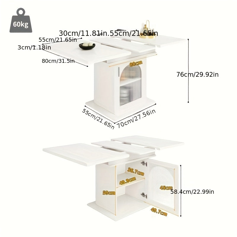 Eettafel – Eetkamertafel – Keukentafel – Tafel – Meubel – Wit – Vierkant – Met Opbergruimte – Ruimtebesparend Design