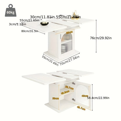 Eettafel – Eetkamertafel – Keukentafel – Tafel – Meubel – Wit – Vierkant – Met Opbergruimte – Ruimtebesparend Design