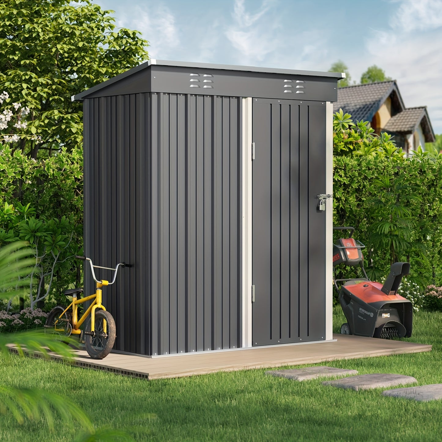 Tuinhuisje – Tuinschuur – Tuinberging – Gereedschapsschuur – Berging – Gegalvaniseerd Staal – 180x162x95 cm – Verplaatsbaar & Weerbestendig