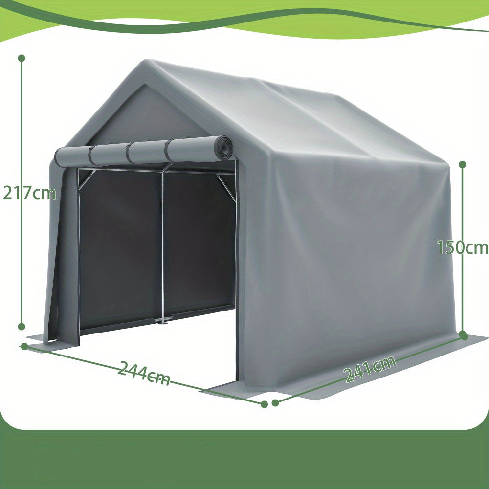 Fietsenstalling – Fietsberging – Tuinhuisje – Opbergtent – Fietsenrek – 244x141x217 cm – Waterdicht PE-materiaal – Intrekbare Ritssluiting