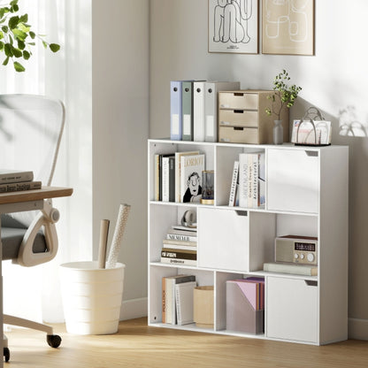 Opbergkast – Opbergmeubel – Kast – Dressoir – Bergkast – Wit – 9 Vakken – 3 Deuren – 6 Open Planken – Duurzaam – Minimalistisch Design