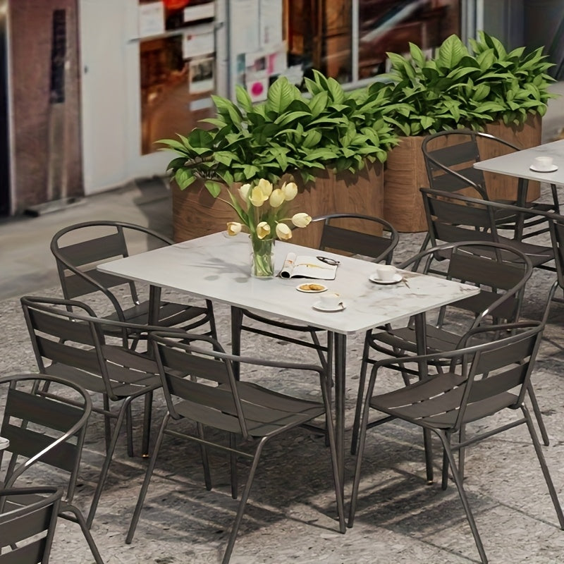 Eettafel – Tafel – Dinertafel – Keukentafel – Witte Tafel – Rechthoekig Wit Sintered Stone Tafelblad – Zwarte Metalen Poten – Krasbestendig & Eenvoudig Te Reinigen