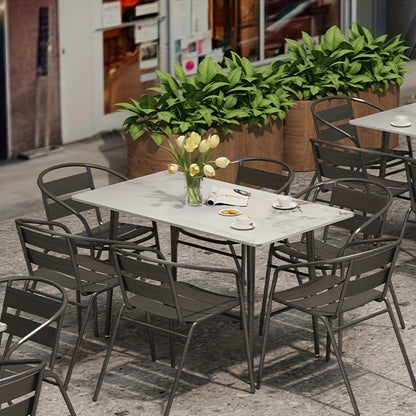 Eettafel – Tafel – Dinertafel – Keukentafel – Witte Tafel – Rechthoekig Wit Sintered Stone Tafelblad – Zwarte Metalen Poten – Krasbestendig & Eenvoudig Te Reinigen