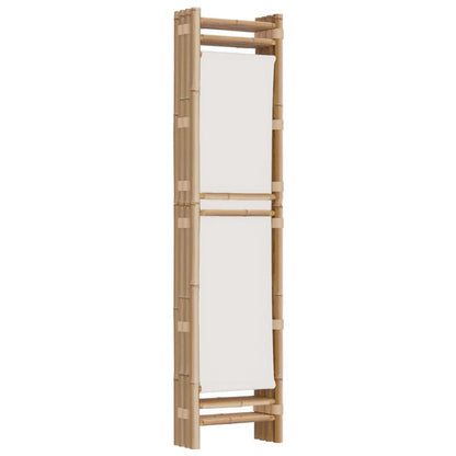 Kamerscherm – Paravent – Roomdivider – Scheidingswand – Privacy Scherm – 4 Panelen – Bamboe En Crème Canvas – Vouwbaar 160 cm Hoog